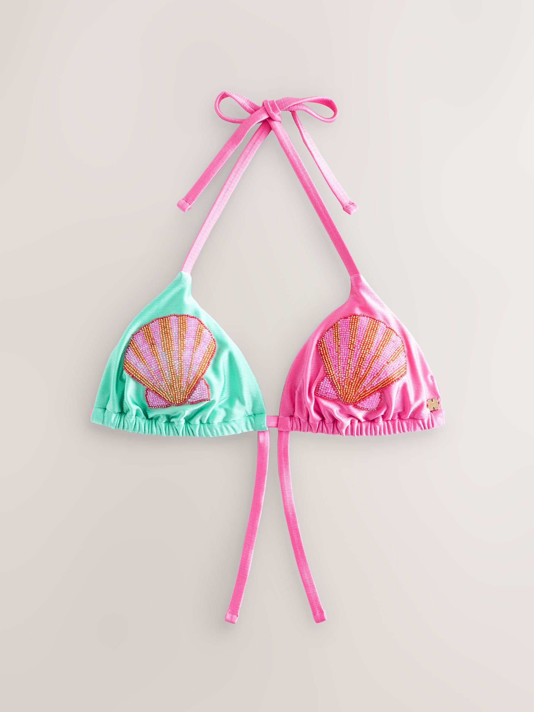 Comprar Top de biquíni triangular brilhante com aplicações de