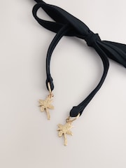 Never Fully Dressed Black Palm Embroidery High Apex Triangle Bikini Top - Image 8 of 8