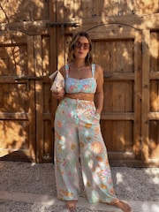 Never Fully Dressed Blue Starburst Wide Leg Trousers - Image 1 of 4