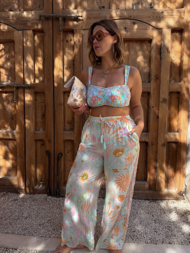 Never Fully Dressed Blue Starburst Wide Leg Trousers - Image 2 of 4