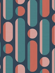 Graham & Brown Coral or Navy Envy Morse 10M Wallpaper - Image 2 of 4