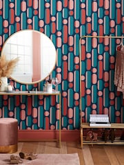Graham & Brown Coral or Navy Envy Morse 10M Wallpaper - Image 4 of 4