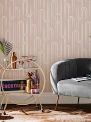 Graham & Brown Peach Envy Ups n Downs Pistachio 10M Wallpaper - Image 1 of 3