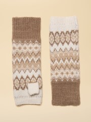 Joules Kara Neutral Fingerless Fairisle Glove - Image 1 of 3