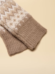 Joules Kara Neutral Fingerless Fairisle Glove - Image 2 of 3