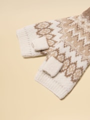 Joules Kara Neutral Fingerless Fairisle Glove - Image 3 of 3
