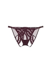 Victoria's Secret Winter Wine Red Bikini Lace Embroidery Open Back Knickers - Image 4 of 5
