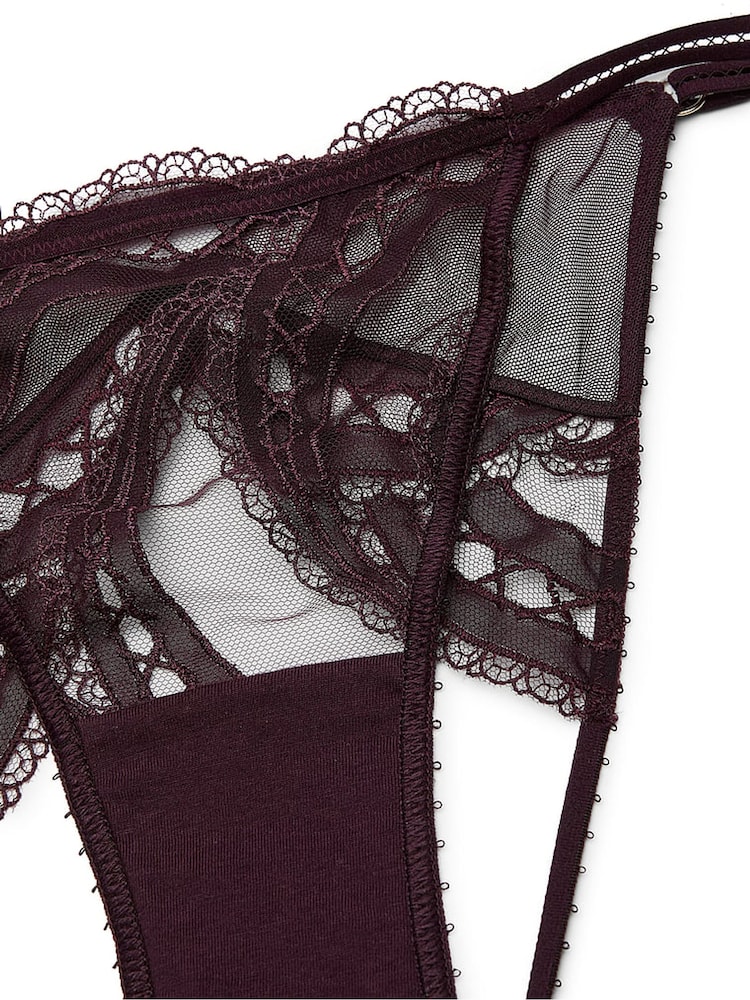 Victoria's Secret Winter Wine Red Bikini Lace Embroidery Open Back Knickers - Image 5 of 5