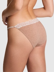 Victoria's Secret PINK Praline Nude Bikini Cotton Heather Lace Trim Knickers - Image 2 of 3