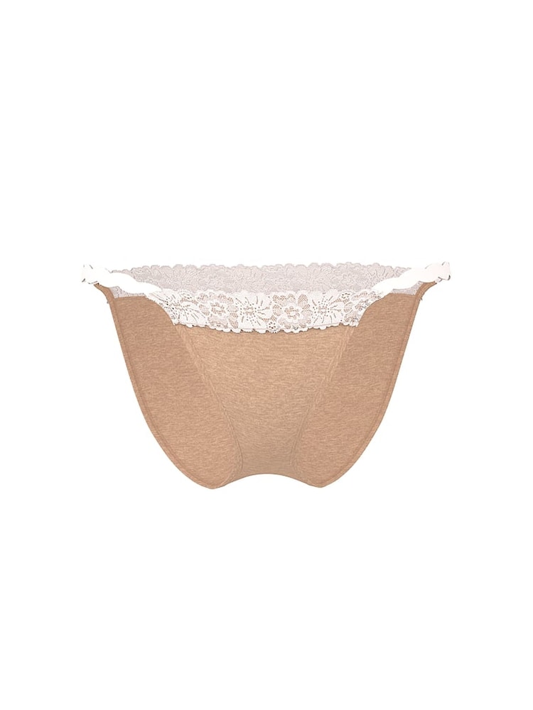 Victoria's Secret PINK Praline Nude Bikini Cotton Heather Lace Trim Knickers - Image 3 of 3