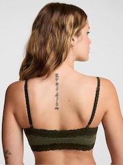 Victoria's Secret PINK Forest Green Front Close Cotton Heather Lace Trim Bra - Image 2 of 2
