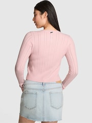 Victoria's Secret PINK Dollhouse Pink Ribbed Cardigan - Image 2 of 2