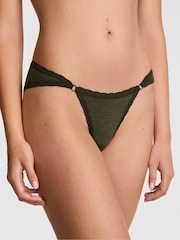 Victoria's Secret PINK Forest Green Cheeky Cotton Heather Lace Trim Knickers - Image 1 of 2