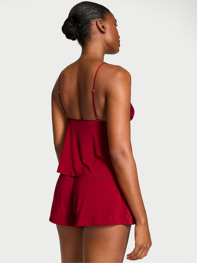 Victoria's Secret Red Lacquer Modal Lace Flyaway Cami Set - Image 2 of 2 Victoria's Secret Red Lacquer Modal Lace Flyaway Cami Set - Image 2 of 2