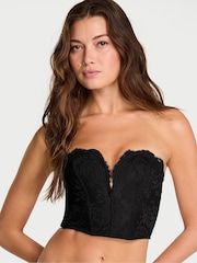 Victoria's Secret Black Lace Deep V Cropped Corset Top - Image 1 of 2