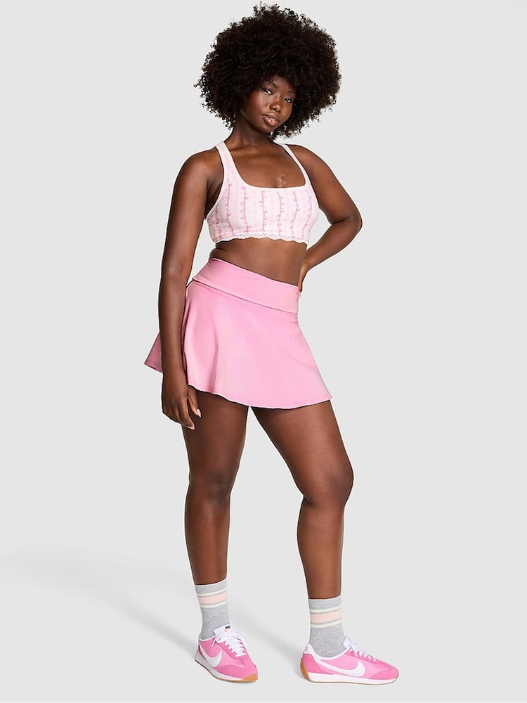 Victoria's Secret Pink Pink Lollipop Cotton Foldover Mini Skirt - Image 1 of 3 Victoria's Secret Pink Pink Lollipop Cotton Foldover Mini Skirt - Image 1 of 3