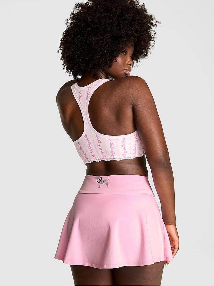 Victoria's Secret Pink Pink Lollipop Cotton Foldover Mini Skirt - Image 2 of 3 Victoria's Secret Pink Pink Lollipop Cotton Foldover Mini Skirt - Image 2 of 3