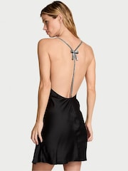 Victoria's Secret Black Crystal Bow Slip Dress - Image 1 of 4