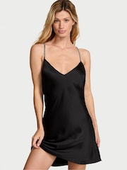Victoria's Secret Black Crystal Bow Slip Dress - Image 2 of 4