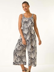 Roman Black Abstract Strappy Jumpsuit - Image 2 of 5