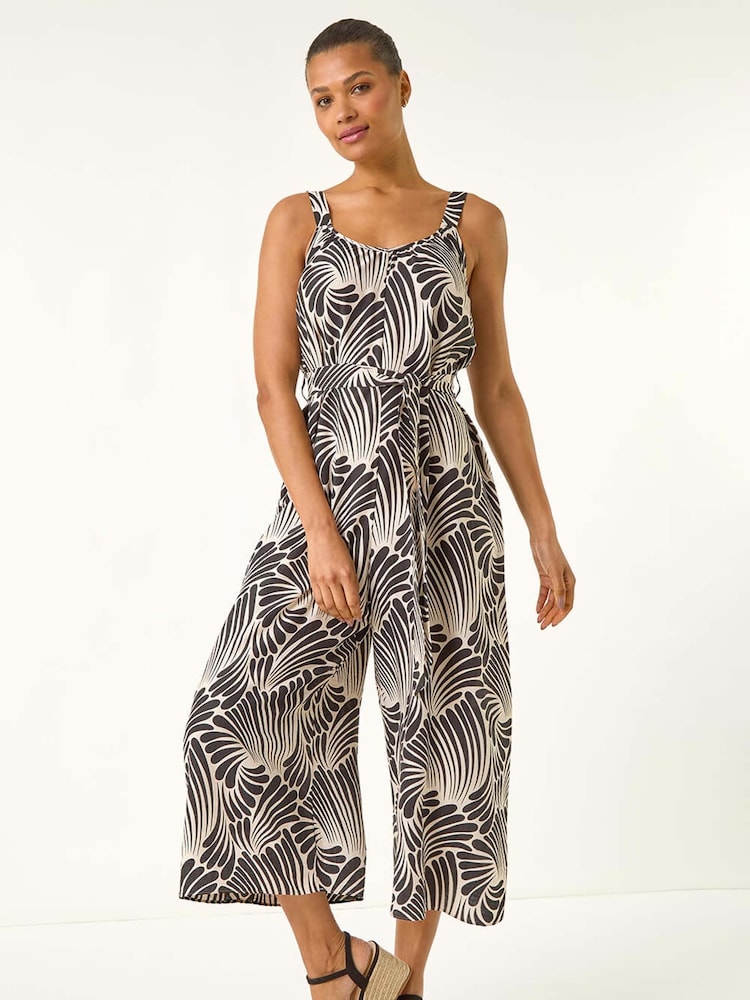 Roman Black Abstract Strappy Jumpsuit - Image 2 of 5
