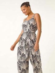 Roman Black Abstract Strappy Jumpsuit - Image 4 of 5