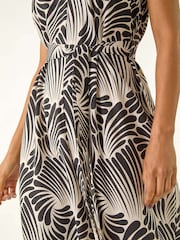 Roman Black Abstract Strappy Jumpsuit - Image 5 of 5