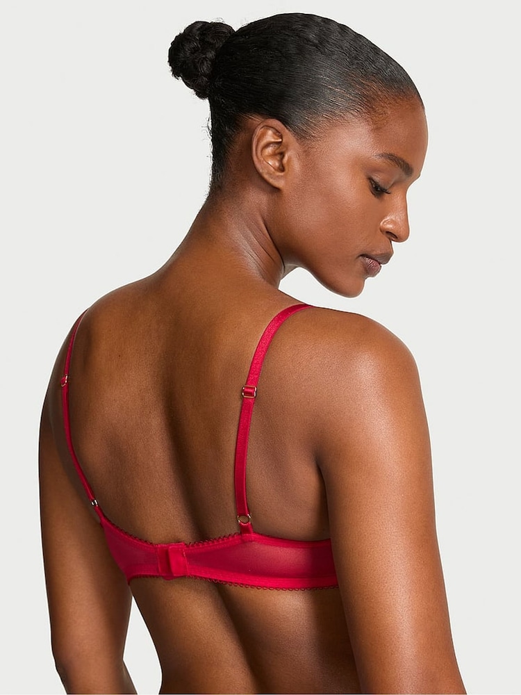 Victoria's Secret Red Lightly Lined Demi Beautiful Bows Embroidery Bra - Image 2 of 3 Victoria's Secret Red Lightly Lined Demi Beautiful Bows Embroidery Bra - Image 2 of 3