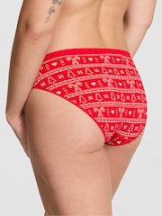 Victoria's Secret PINK Bright Vermillion Red Christmas Fairisle Print Bikini Seamless Knickers - Image 2 of 2