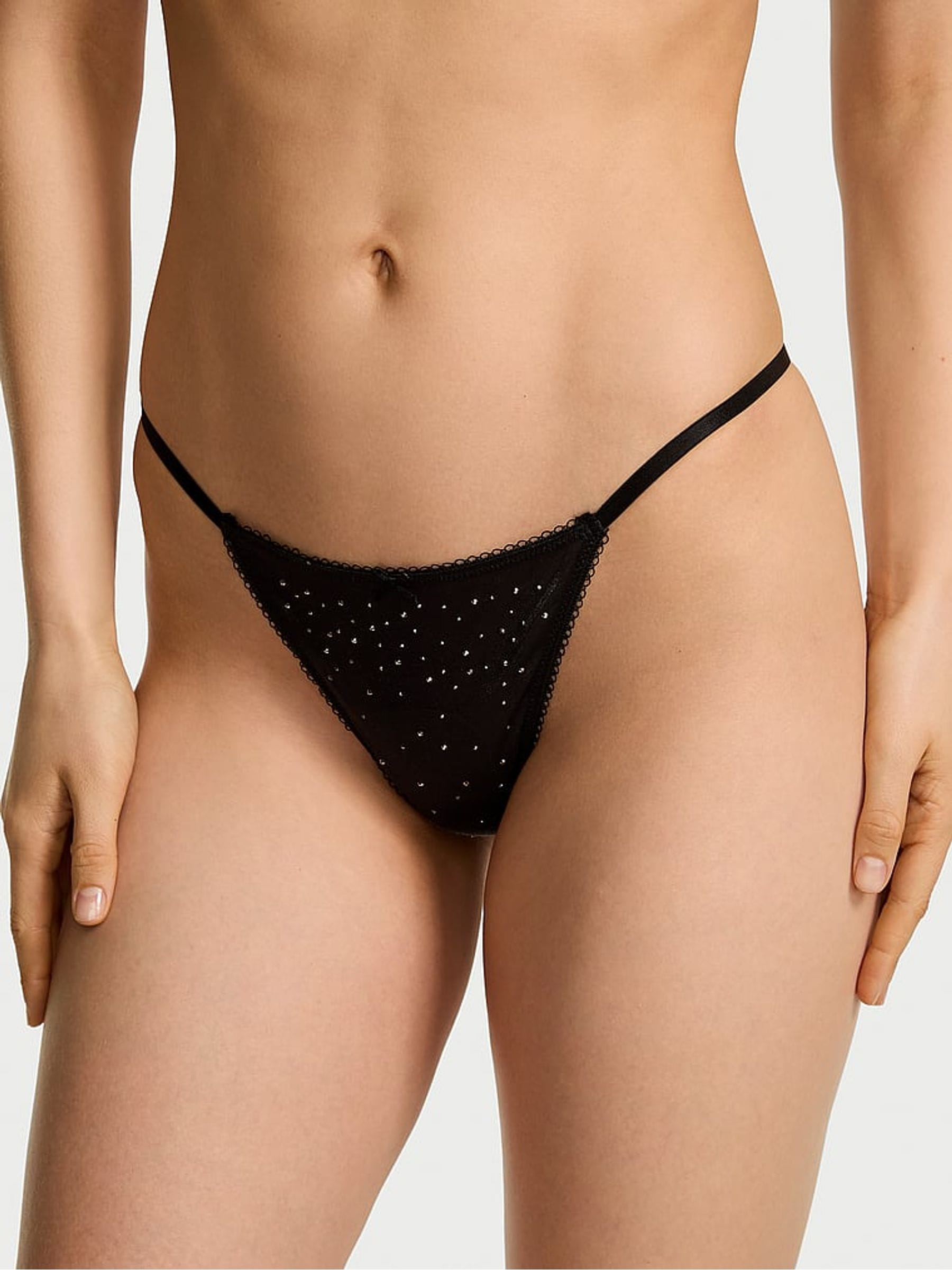 Victoria's Secret Black Thong Shimmer Knickers