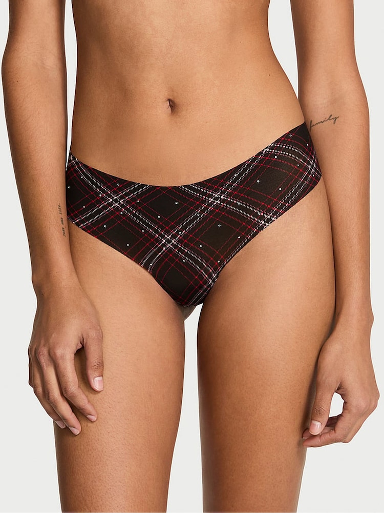 Victoria's Secret Black Christmas Tartan Thong Shine Mesh Knickers - Image 1 of 2 Victoria's Secret Black Christmas Tartan Thong Shine Mesh Knickers - Image 1 of 2