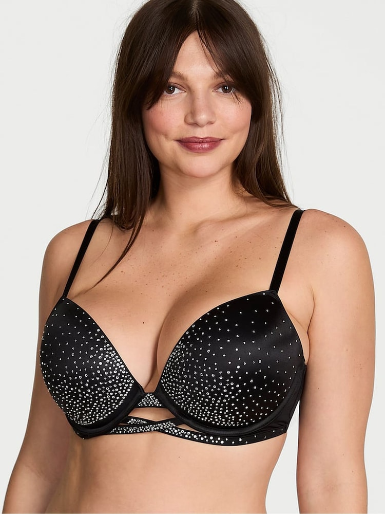 Victoria's Secret Black Push Up Sparkle Shine Bra - Image 1 of 3 Victoria's Secret Black Push Up Sparkle Shine Bra - Image 1 of 3