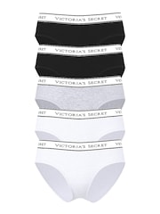 Victoria's Secret Black/Grey/White Hipster Knickers 5 Pack - Image 1 of 2