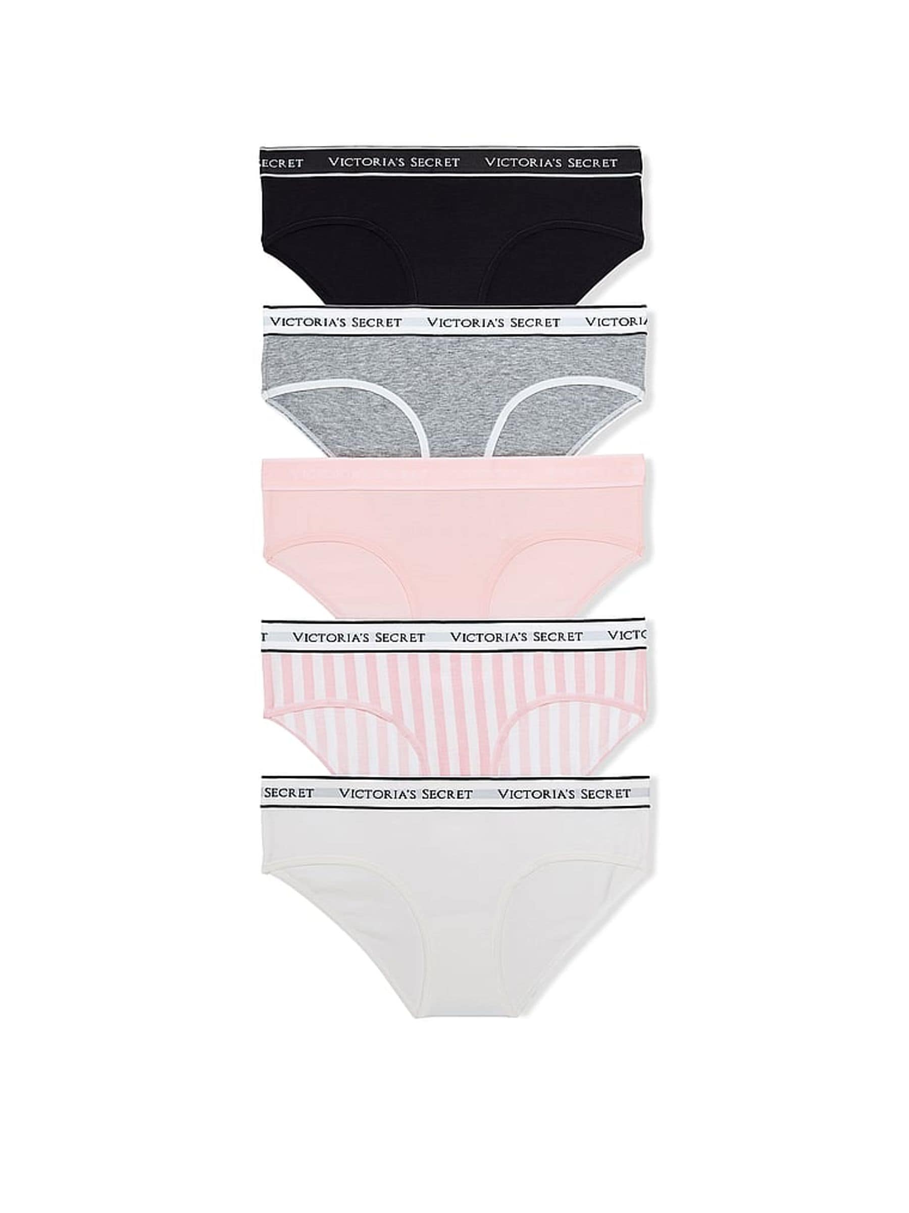 Victoria's Secret Black/Grey/Pink/White Hipster Knickers 5 Pack