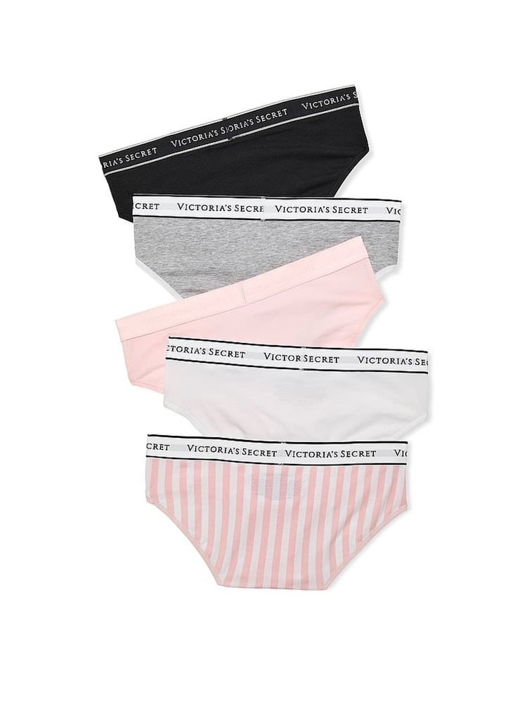 Victoria's Secret Black/Grey/Pink/White Hipster Knickers 5 Pack - Image 2 of 2 Victoria's Secret Black/Grey/Pink/White Hipster Knickers 5 Pack - Image 2 of 2