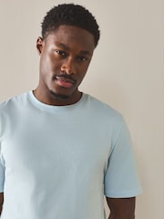 Ice Blue Regular Fit Essential Crew Neck Cotton T-Shirt - Image 4 of 7