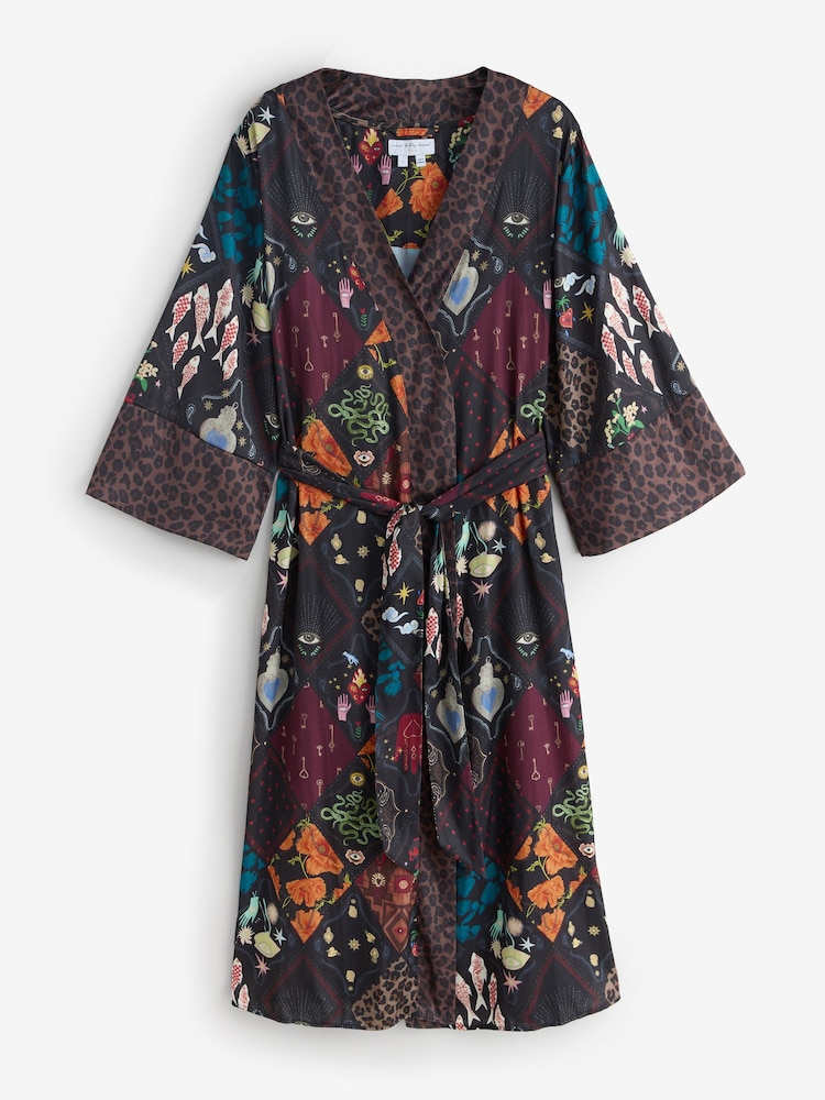Never Fully Dressed Night Garden Satin Long Line Robe - Image 1 of 3