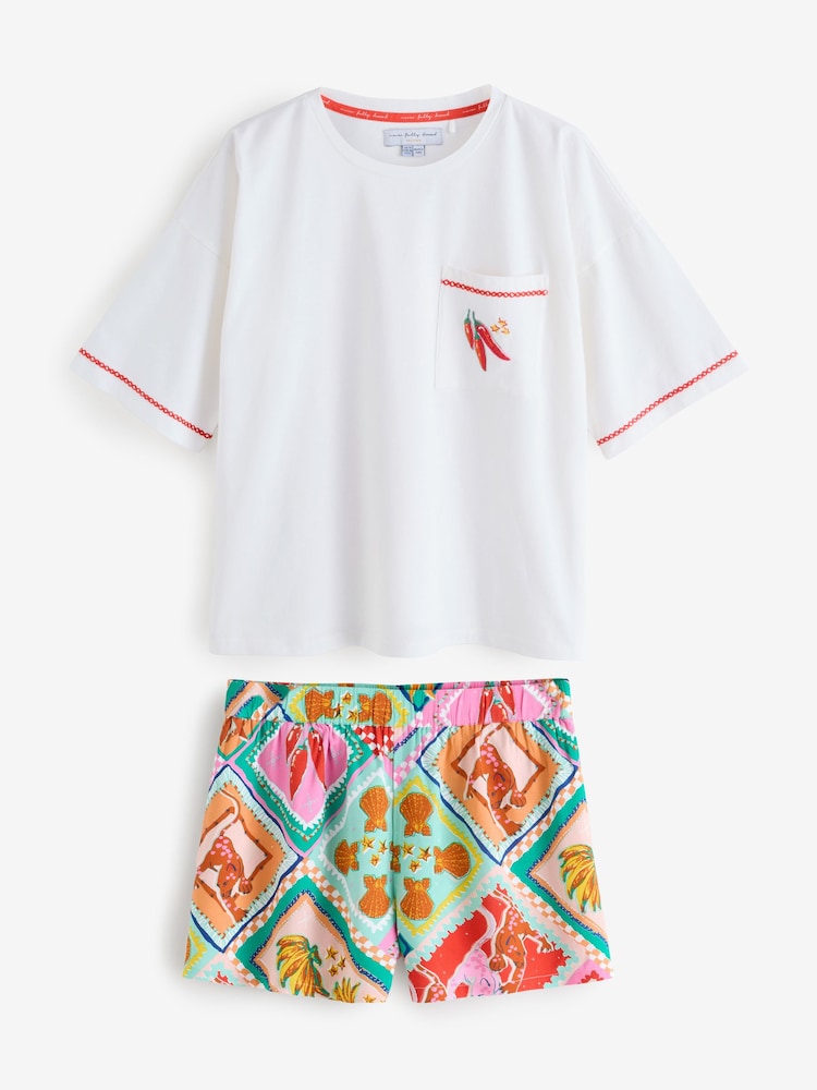Never Fully Dressed Pink Chilli Tile T-Shirt Short Pyjamas Set - Image 1 of 9 Never Fully Dressed Pink Chilli Tile T-Shirt Short Pyjamas Set - Image 1 of 9