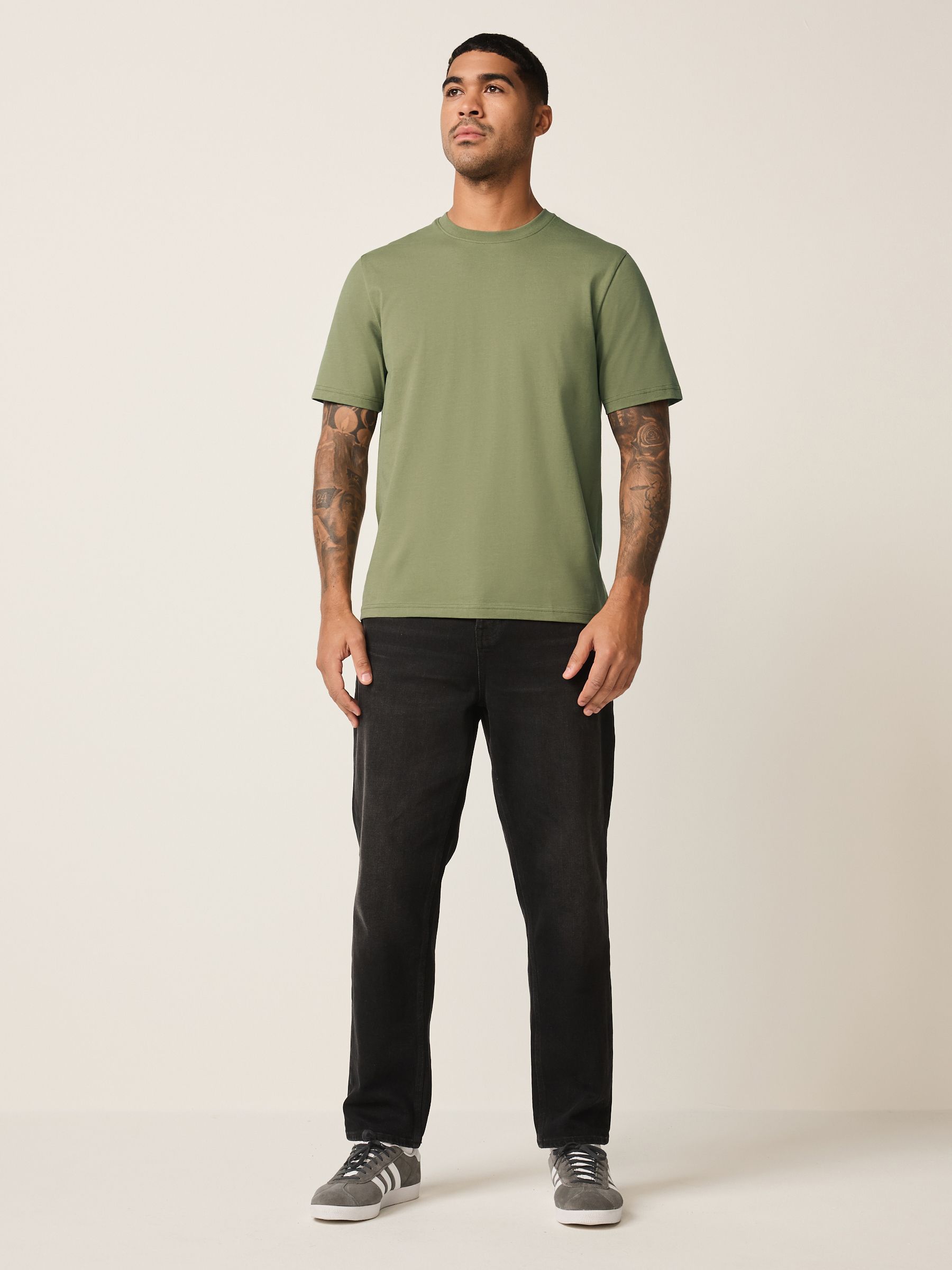 Buy Moss Green Regular Fit Essential Crew Neck Cotton T-Shirt from