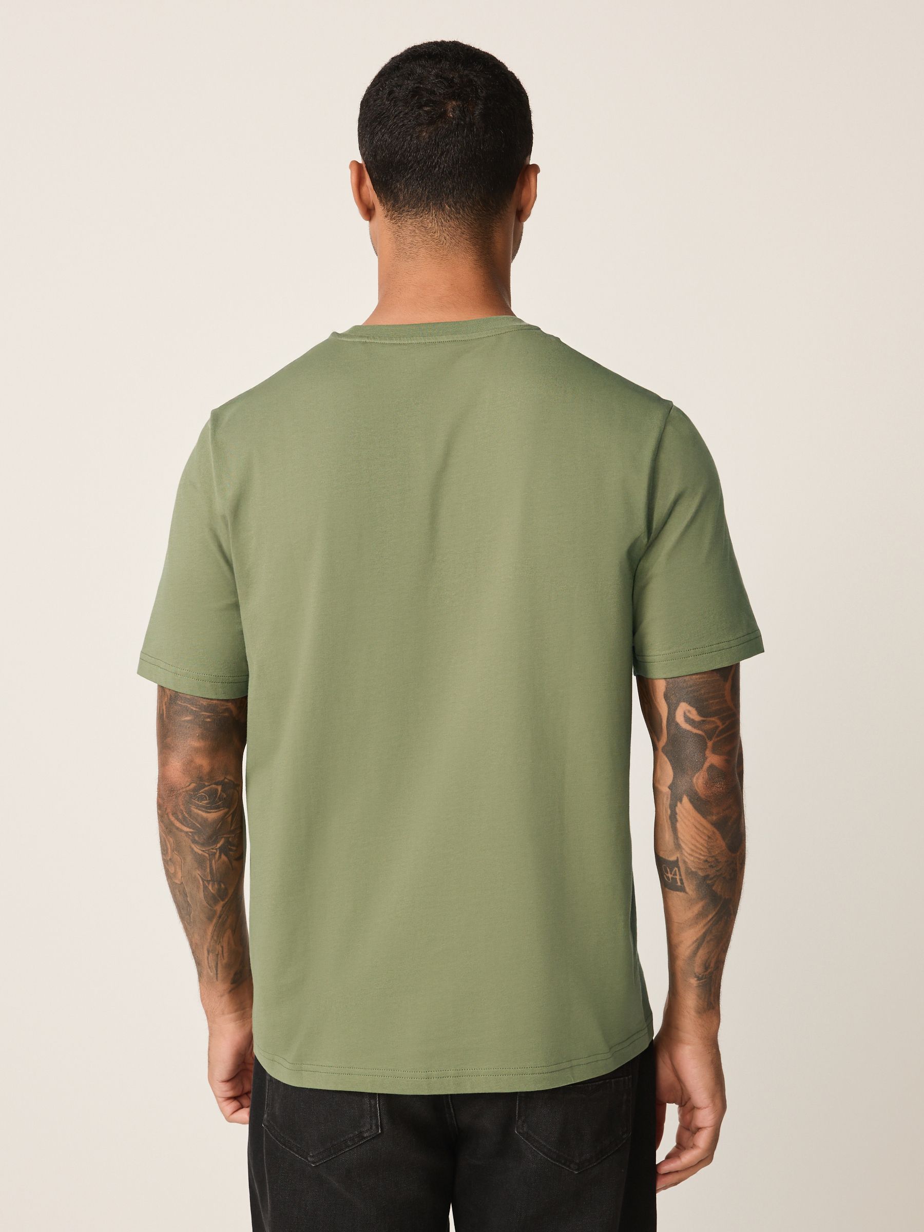 Buy Green Moss Regular Fit Essential Crew Neck Cotton T-Shirt from