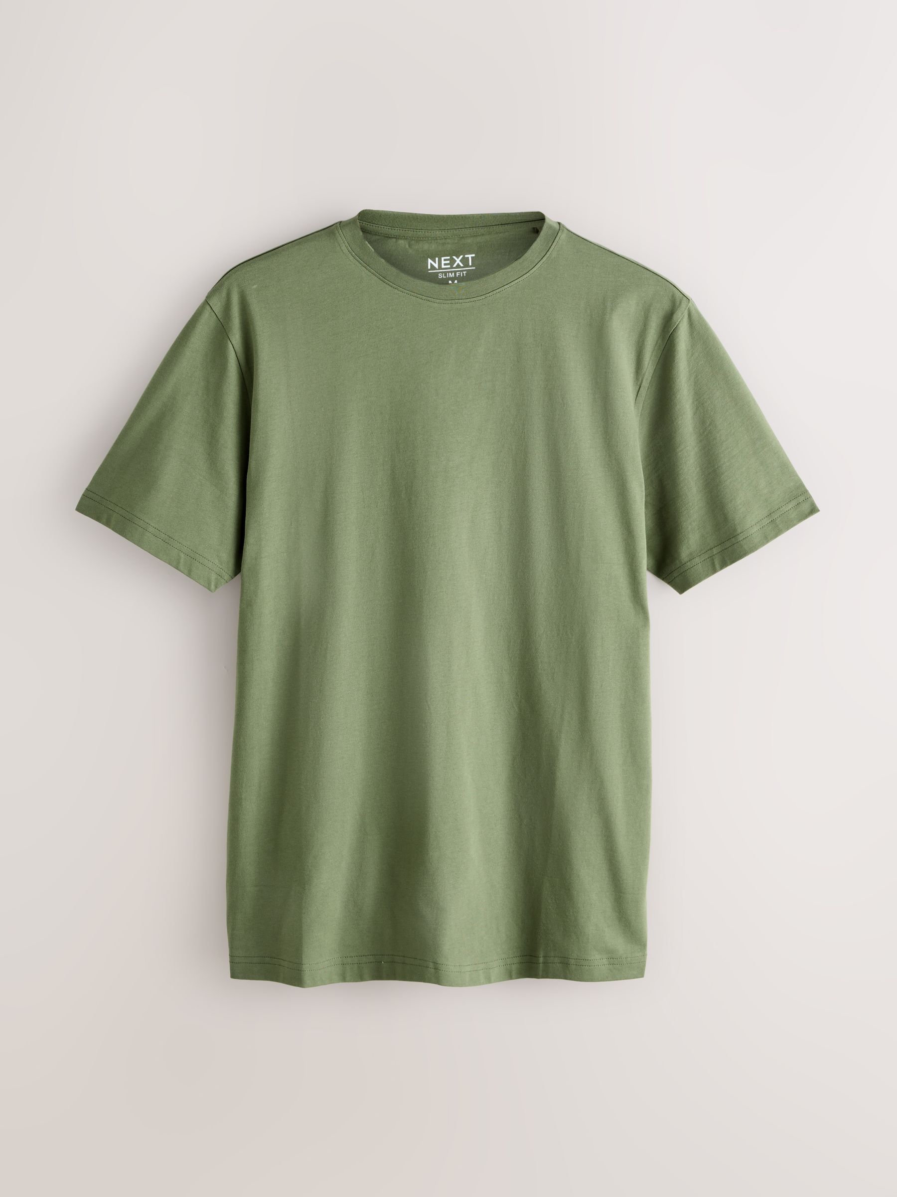 Buy Moss Green Slim Fit Essential Crew Neck Cotton T-Shirt from