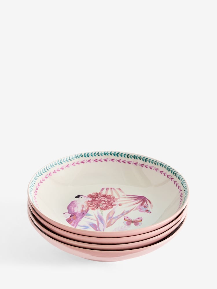 Set of 4 Artist Floral Print Pasta Bowls - صورة 1 من 1