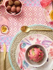 Set of 4 Pink Artist Floral Print Pasta Bowls - Image 4 of 6