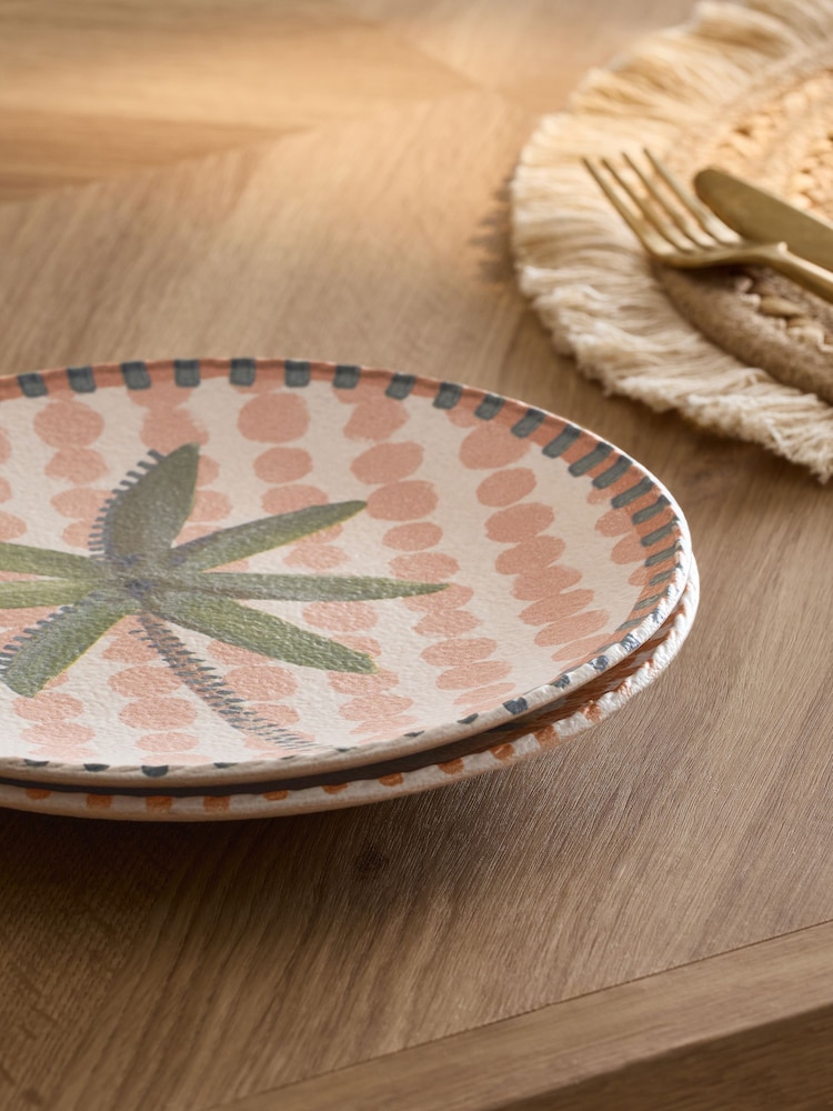 Set of 2 Multi Colour Palm Tree Side Plates - Image 2 of 4 Set of 2 Multi Colour Palm Tree Side Plates - Image 2 of 4