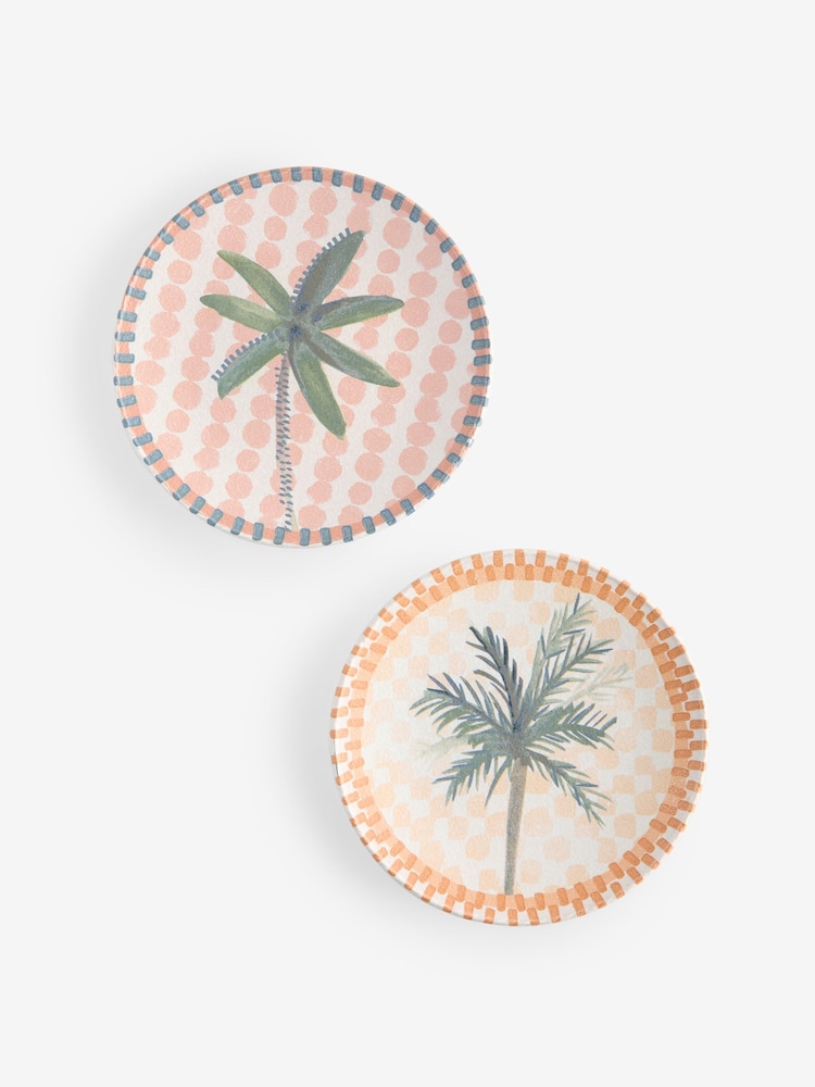 Set of 2 Multi Colour Palm Tree Side Plates - Image 4 of 4 Set of 2 Multi Colour Palm Tree Side Plates - Image 4 of 4