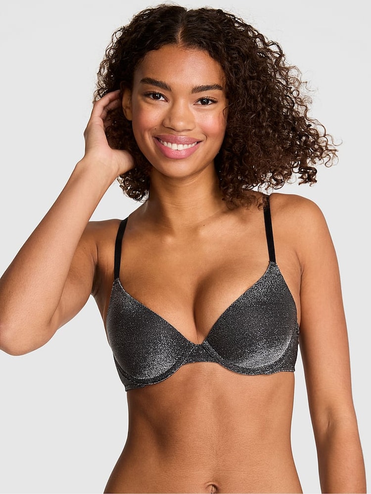 Victoria's Secret PINK Black Shine Push Up Bra - Image 1 of 2 Victoria's Secret PINK Black Shine Push Up Bra - Image 1 of 2