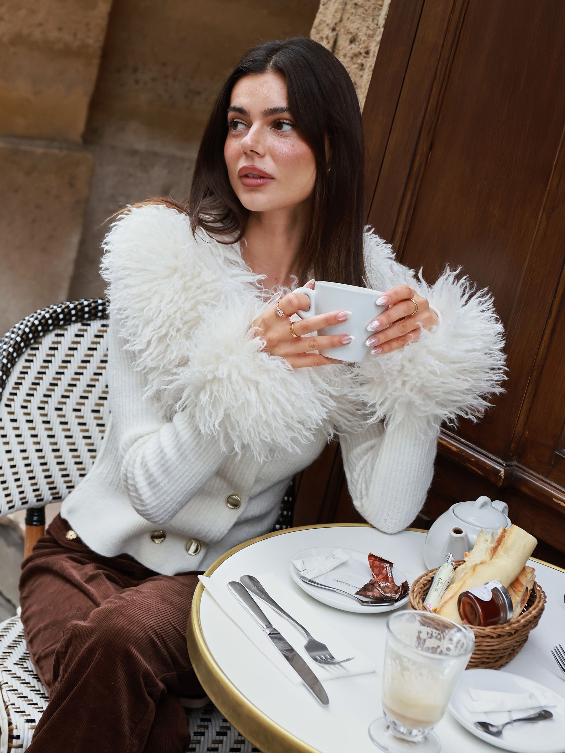 【Eaphi】FUR KNIT CARDIGAN ivory Ivory Fur Cardigan - White – Alessa Clothing