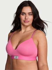 Victoria's Secret Rose Garden Pink Non Wired Lightly Lined Logo Shine Patch Bra - Image 1 of 2
