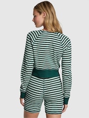 Victoria's Secret Pink Deep Forest Green Christmas Stripe Thermal Pyjamas Set - Image 2 of 2