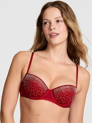 Victoria's Secret Pink Red Lacquer Push Up Mesh Diamonte Bra - Image 1 of 4